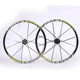 MBZL Mountain Bike Wheel MBZL Mountain Wheel Set 26 / 27.5 Inch Bicycle Wheel Set Carbon Fiber Hub Front 2 Rear 5 Bearings (Color : Yellow, Size : 26inch)