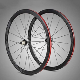 MENUDOWN Bicycle Wheel,Super-light Aluminum Four-perlin Flat Spokes Racing 40 Rims Road Bike Wheel 700C with Quick Releases and Anti-cursor,Black