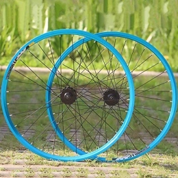 MGE Spares MGE 26 Inch Bicycle Wheelset, Silver Rear Mountain Bike Wheel 32 / 36 Hole Color Mountain Bike Rotary Disc Brake Wheel Set With PVC Tire Pad Bike Wheel (Color : Blue)