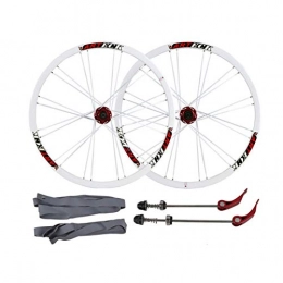 SJHFG Mountain Bike Wheel Mountain Bicycle Wheelset, 24 Holes Aluminum Alloy Quick Release Disc Brake Flat Banner Applicable 26 * 1.35~2.125 Tires (Color : White, Size : 26inch)