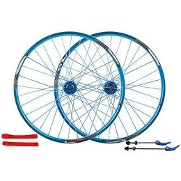 Bewinch Mountain Bike Wheel Mountain Bicycle Wheelset 26 Inch, Double-Walled Aluminum Alloy Bicycle Wheels Disc Brake MTB Bike Wheel Set Quick Release American Valve 7 / 8 / 9 / 10 Speed, Blue
