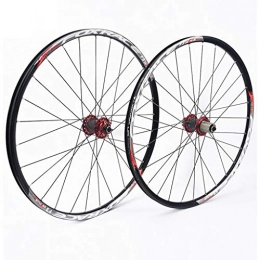 HWL Spares Mountain Bicycle Wheelset 27.5 Inch, Double Wall Aluminum Alloy Quick Release Disc Brake Hybrid Wheels 24 Hole 7 / 8 / 9 / 10 Speed (Color : Red, Size : 27.5 inch)