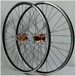 TYXTYX Spares Mountain Bike 26 inch V Brake Wheelset, Double Wall Aluminum Alloy Bicycle Wheel Rim Hybrid / Mountain for 7 / 8 / 9 / 10 / 11 Speed (Color : Gold, Size : 26 inch)