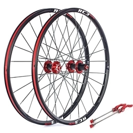 HSQMA Mountain Bike Wheel Mountain Bike Disc Brake Wheelset 24" MTB Quick Release Wheels Rim 24H Carbon Hub For 7 / 8 / 9 / 10 / 11 Speed Cassette Flywheel 1770g (Color : Red, Size : 26 inch)