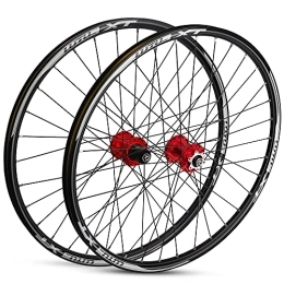 SHBH Mountain Bike Wheel Mountain Bike Disc Brake Wheelset 26" 27.5" 29" MTB Wheel Set QR Quick Release Bicycle Rim 32H Hub for 7 / 8 / 9 / 10 / 11 Speed Cassette 2015g (Color : Red, Size : 26 in)