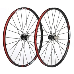 SHBH Mountain Bike Wheel Mountain Bike Disc Brake Wheelset 26 / 27.5" Bicycle Rim MTB Quick Release Wheels Flat Spokes 24H Hub for 7 / 8 / 9 / 10 / 11 Speed Cassette Flywheel 1900g (Color : Red, Size : 26'')