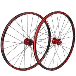Mountain Bike Spares Mountain Bike Wheel Set 120 Sounds Ultralight 5 Bearing 26" / 27.5" Bicycle Disc Brake Quick Release Red Hub+Black Rim+Black Spokes+Red Pattern(Front Wheel+Rear Wheel) (Size : 27.5")