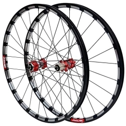 SN Spares Mountain Bike Wheel Set 26'' 27.5'' Ultralight Wheelset Double Wall Alloy Rim Quick Release Disc Brake 24 Hole 4 Bearing 7 8 9 10 11 Speed (Color : Red Carbon Red Hub, Size : 26inch)