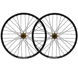 KANGXYSQ Spares Mountain Bike Wheel Set 26-inch Cycling Wheels 32-hole Disc Brake Hub QR Alloy Double-layer MTB Rim 6-nail 7, 8, 9 Speed Bicycle Wheelset (Color : Gold)