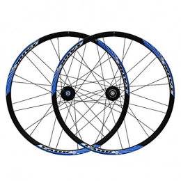 CDSL Mountain Bike Wheel Mountain Bike Wheel Set 26 Inch MTB Wheel Set 24H Alloy Disc Double Wall Quick Release (Color : Black+blue)