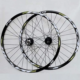 Xiami Spares Mountain Bike Wheel Set 32 ​​holes 26" / 27.5" / 29" Bicycle Wheel Set Disc Brake Quick Release Cassette Flywheel Black Hub Drum+Green Sign(Front Wheel + Rear Wheel) ( Color : Green sign , Size : 26" )