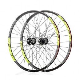 GLING Spares Mountain Bike Wheel Sets 26" / 27.5" / 29" Disc Quick Release, Classic Mountain Front 2 Rear 4 Bearing 6 Paw 72 Ring Wheel Set, Standard 8-11 Speed Tower Base Drive System (Color : LEMON GR-26")