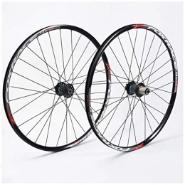 HWL Spares Mountain Bike Wheels 27.5 Inch, Double Wall Aluminum Alloy Quick Release Disc Brake Mtb Hybrid Wheels 24 Hole 7 / 8 / 9 / 10 Speed (Color : Black, Size : 26 inch)