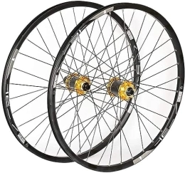 YANHAO Mountain Bike Wheel Mountain Bike Wheels 700C 27.5 Inches, Dual Wall Quick Release 24 Hole Disc Brake Hybrid / mountain 8-speed (Color : Yellow, Size : 27.5inch)