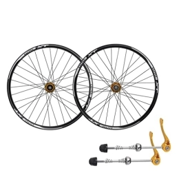 HSQMA Mountain Bike Wheel Mountain Bike Wheelset 24 Inch Disc Brake BMX MTB Wheels Bicycle Rim 32H Quick Release Hub For 7 8 9 10 11 Speed Cassette (Color : Gold, Size : 24inch)