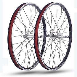 OMDHATU Spares Mountain bike wheelset 24 inch Folding Bicycle Wheel Set V-brake rims Ball bearing hubs Support 6-9 speed Rotary freewheel Thru Axle Front 100mm Rear 135mm (Color : Silver)