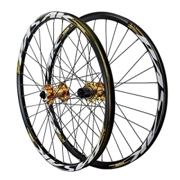 vivianan Mountain Bike Wheel Mountain Bike Wheelset 24 Inch MTB Wheels Double Layer Alloy Rim 32H Disc Brake QR Front Rear Wheels For Folding Bicycle BMX 8 9 10 11 12 S Cassette Bearings 1886g ( Color : Gold , Size : 24'' )