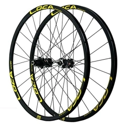 KANGXYSQ Spares Mountain Bike Wheelset 26 / 27.5 / 29 / 700C Quick Release Straight Pull Disc Brake Wheel Rim Small Spline 7-12 Speed Front 20 Rear 24 Holes (Color : Black Hub gold logo)
