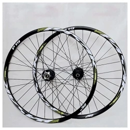 SHKJ Spares Mountain Bike Wheelset 26 / 27.5 / 29'' Disc Brake MTB Bicycle Wheels Double Wall Alloy Rim Sealed Bearing Quick Release Hub 32H 7-11 Speed Cassette (Color : Green, Size : 29inch)