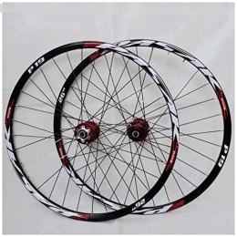 SHKJ Mountain Bike Wheel Mountain Bike Wheelset 26 / 27.5 / 29'' Disc Brake MTB Bicycle Wheels Double Wall Alloy Rim Sealed Bearing Quick Release Hub 32H 7-11 Speed Cassette (Color : Red, Size : 26inch)