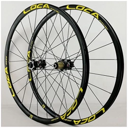VPPV Mountain Bike Wheel Mountain Bike Wheelset 26 27.5 29 Inch, Aluminum Alloy Disc Brake MTB Cycling Wheels Schrader Valve for 7 / 8 / 9 / 10 / 11 Speed (Color : Yellow, Size : 26 inch)