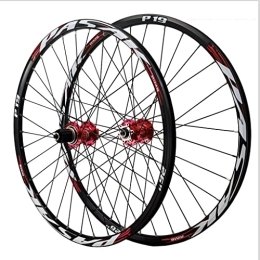DYSY Mountain Bike Wheel Mountain Bike Wheelset 26 / 27.5 / 29 Inch, Aluminum Alloy Double Wall MTB Rim QR 9x100mm Disc Brake Wheels For 7 / 8 / 9 / 10 / 11 / 12 Speed (Color : Red, Size : 27.5 inch)