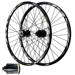 DYSY Spares Mountain Bike Wheelset 26 27.5 29 Inch, Aluminum Alloy Hybrid / MTB Hub Sealed Bearings 32 Hole Disc Brake Compatible 7-12 Speed (Color : Black, Size : 26 inch)