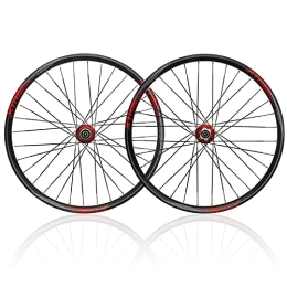 QHY Mountain Bike Wheel Mountain Bike Wheelset 26 / 27.5 / 29 Inch, Aluminum Alloy Rim 32H Disc Brake Low Resistant Flat Spokes MTB Wheelset, Quick Release Fit 8-11 Speed Cassette Bicycle Wheelset ( Color : Red , Size : 26 inch )