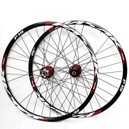 AQHZB Spares Mountain Bike Wheelset, 26 / 27.5 / 29 Inch Bicycle Wheel Double Walled Aluminum Alloy MTB Rim Fast Release Disc Brake 32H 7-11 Speed Cassette, Front and Rear Wheels(red27.5)