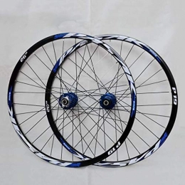 CWYP-MS Mountain Bike Wheel Mountain Bike Wheelset, 26 / 27.5 / 29 Inch Bicycle Wheel (Front + Rear) Double Walled Aluminum Alloy MTB Rim Fast Release Disc Brake 32H 7-11 Speed Cassette (Color : Blue, Size : 26in)