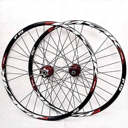CWYP-MS Mountain Bike Wheel Mountain bike wheelset, 26 / 27.5 / 29 inch bicycle wheel (front + rear) double-walled aluminum alloy rim quick release disc brake 32H 7-11 speed (Color : Red, Size : 27.5in)
