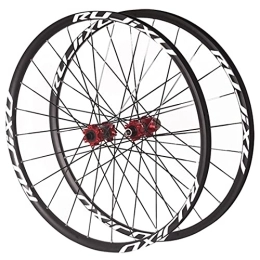 RUJIXU Mountain Bike Wheel Mountain Bike Wheelset 26 27.5 29 Inch Carbon Hub 24H Flat Spokes Disc Brake Thru Axle Front 2 Rear 4 Sealed Bearing MTB Bicycle Wheels Fit 7 8 9 10 11 Speed Cassette 1590g (Color : Red hub, Size :