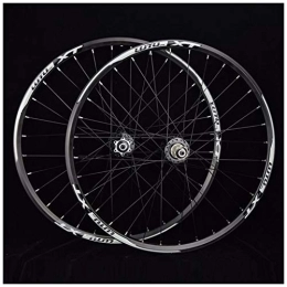 HSQMA Mountain Bike Wheel Mountain Bike Wheelset 26 / 27.5 / 29 Inch Disc Brake Bicycle MTB Wheels Double Wall Alloy Rim QR Hub 32H Sealed Bearing ，for 7 / 8 / 9 / 10 / 11 Speed (Color : Black, Size : 26")