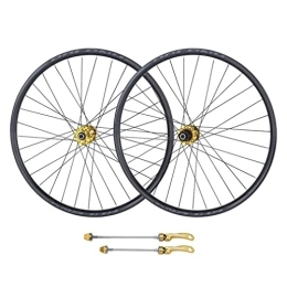 HSQMA Spares Mountain Bike Wheelset 26 / 27.5 / 29 Inch Disc Brake MTB Rim Quick Release Wheels 32H Hub For 7 / 8 / 9 / 10 / 11 Speed Cassette Bicycle Wheelset (Color : Gold, Size : 27.5inch)