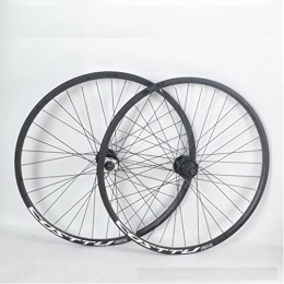 SHKJ Mountain Bike Wheel Mountain Bike Wheelset 26 / 27.5 / 29 Inch Double Wall Aluminum Alloy Disc Brake MTB Wheels 7 / 8 / 9 / 10 Speed Cassette Flywheel QR 32 Holes (Color : Black, Size : 26 inch)