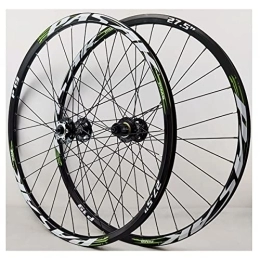 Samnuerly Mountain Bike Wheel Mountain Bike Wheelset 26 / 27.5 / 29 Inch MTB Bicycle Double Wall Rim Disc Brake Quick Release Wheels 24H Hub Support 8-12 Speed (Color : Gold, Size : 27.5in) (Green 29in)