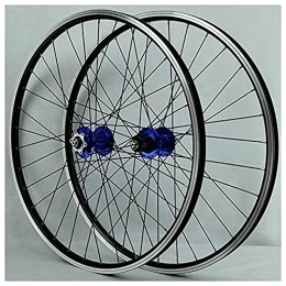 SHKJ Spares Mountain Bike Wheelset 26 / 27.5 / 29 Inch MTB Wheels Rim / Disc Brake Front Rear Wheel Set QR Hub, fit 7-11 Speed Cassette (Color : Blue, Size : 26")