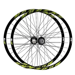 DFNBVDRR Mountain Bike Wheel Mountain Bike Wheelset 26 27.5 29 Inch MTB Wheelset Quick Release Disc Brake 32H Rim Front Rear Wheels For 8 / 9 / 10 / 11 Speed Cassette (Color : Green, Size : 26in)
