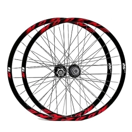 ZCXBHD Mountain Bike Wheel Mountain Bike Wheelset 26 27.5 29 Inch MTB Wheelset Quick Release Disc Brake 32H Rim Front Rear Wheels For 8 / 9 / 10 / 11 Speed Cassette (Color : Red, Size : 26in)
