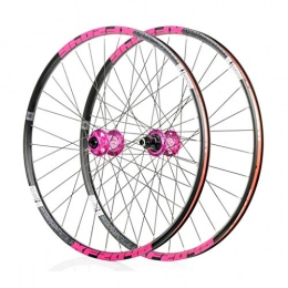 Bike Wheel Mountain Bike Wheel Mountain Bike Wheelset 26 / 27.5 / 29 Inches Aluminum Alloy The Classic 6 Pawl 72 Click System Barrel Shaft Quick Release Disc Brake Wheel Set (Color : Pink, Size : 27.5")