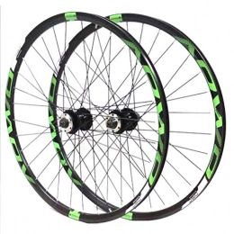 CHICTI Spares Mountain Bike Wheelset 26 / 27.5 / 29 Inches Double Layer Alloy Rim 8 9 10 Speed Cassette Hubs Ball Bearing Disc Brake QR (Color : Green, Size : 26in)