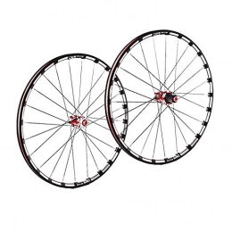 CHICTI Spares Mountain Bike Wheelset 26 / 27.5 / 29 Inches Double Wall Alloy Rim Disc Brake Sealed Bearing Carbon Fiber Hub QR 7 / 8 / 9 / 10 / 11 24 Hole (Color : Red, Size : 29in)