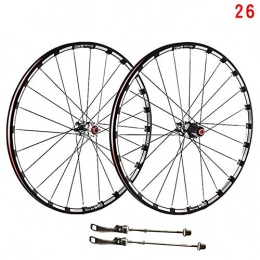 CHUDAN Spares Mountain Bike Wheelset 26 / 27.5 / 29 Inches, MTB Bicycle Rear Wheel Double Walled Aluminum Alloy Rim Disc Brake Carbon Fiber Hub Quick Release 7 / 8 / 9 / 10 / 11 Speed Cassette, Black, 26in