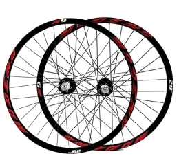 SHKJ Spares Mountain Bike Wheelset 26 / 27.5 / 29'' MTB Rim Disc Brake Bicycle Wheels Quick Release Hub 32H 8 / 9 / 10 Speed Cassette (Color : Red, Size : 27.5 inch)