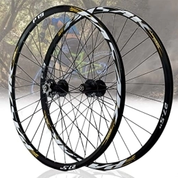 Samnuerly Mountain Bike Wheel Mountain Bike Wheelset 26 / 27.5 / 29'' Quick Release Wheel Disc Brake Sealed Bearing Hub 32 Spokes Rim Fit 7-11 Speed Cassette (Color : Green, Size : 27.5in) (Gold 26in)