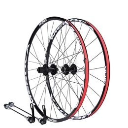 SHKJ Spares Mountain Bike Wheelset 26 / 27.5" Disc Brake Quick Release Clincher Wheelset Aluminum Alloy Rim Double Wall Rims Fit 8 9 10 11 Speed Freewheels (Color : Black, Size : 26 inch)