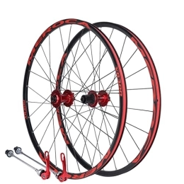 SHKJ Mountain Bike Wheel Mountain Bike Wheelset 26 / 27.5" Disc Brake Quick Release Clincher Wheelset Aluminum Alloy Rim Double Wall Rims Fit 8 9 10 11 Speed Freewheels (Color : Red, Size : 27.5 inch)