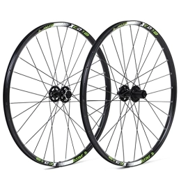 HSQMA Spares Mountain Bike Wheelset 26 / 27.5 Inch Bicycle MTB Disc Brake Quick Release Wheels Rim 28H Hub For 7 8 9 10 11 Speed Cassette Flywheel 1800g (Color : Green, Size : 26 inch)