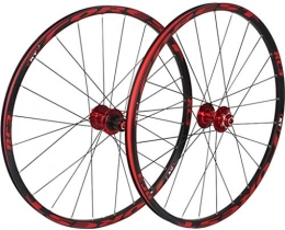 MGE Spares Mountain Bike Wheelset, 26 / 27.5 Inch MTB Cycling Wheels Alloy Double Wall Rim Disc Brake Quick Release Sealed Bearings 8 9 10 11 Speed Bike Wheel (Color : Red, Size : 27.5inch)