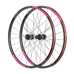 HSQMA Mountain Bike Wheel Mountain Bike Wheelset 26 / 27.5" MTB Disc Brake Quick Release Wheels Rim 24H Hub For 8 / 9 / 10 / 11 Speed Cassette Flywheel (Color : Pink, Size : 26inch)